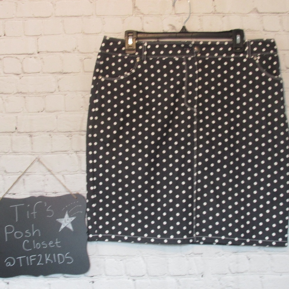 Dress Barn Polka Dot Cotton Skirt Sz 14 D23